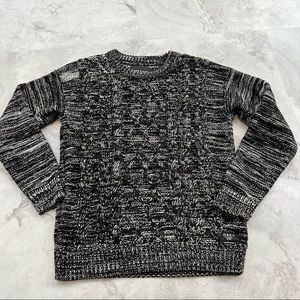 Obey Propaganda Variegated Black & White Cable Knit Sweater